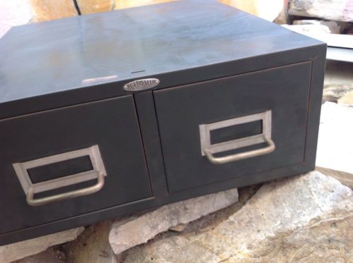 VINTAGE INDUSTRIAL TWO DRAWER COLE STEEL METAL BOX FILE CARD CATALOG