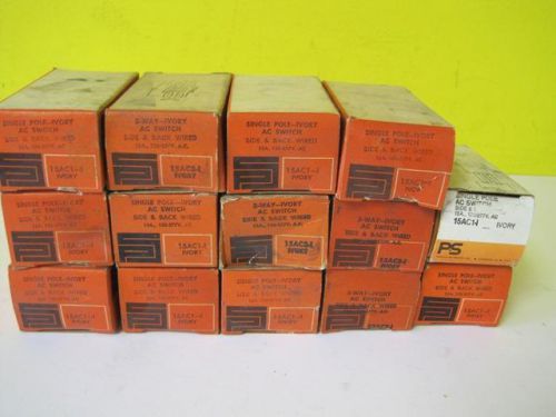 LOT OF14 3-WAY IVORY AC SWITCH 15AC3-I SID AND BACK WIRED 15A 120-277V NEW NOS