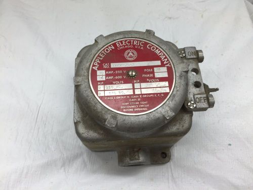 Vintage appleton electric explosion proof motor disconnect 20a 600v for sale