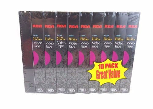 RCA Video Tape T-120 Hi-Fi Stereo 10 Pack New Sealed Blank Tapes