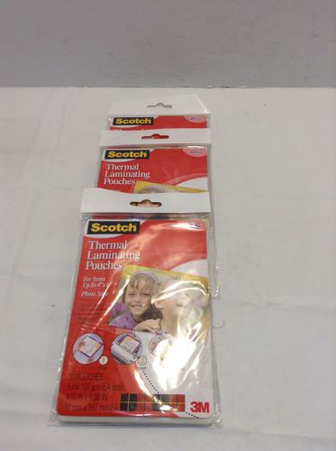 set of 3 NEW Scotch Thermal Laminating Heat Pouches 4&#034;x6&#034; 20 Pack 3M