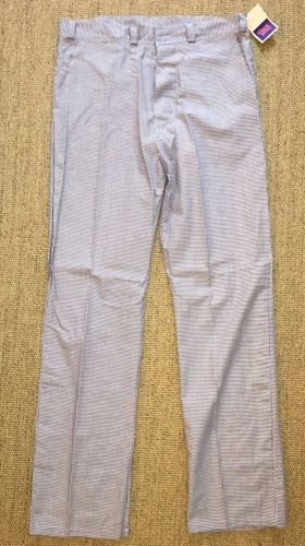 Simon Jersey Chef Uniform Pants, Navy &amp; White Houndstooth Check, UK Size 34, NWT