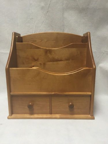 Very Nice Oak Desktop Organizer, 5 Compartments, Drawer With 2-3 Sections
