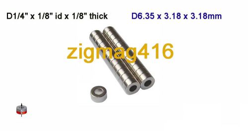 25 pcs of N52, OD1/4&#034; x 1/8&#034;id x 1/8&#034; thick Rare Earth Neodymium Ring Magnets