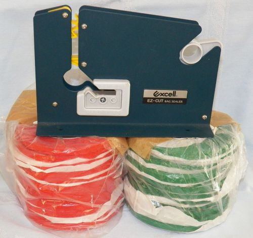 Excell EZ-Cut Bag Sealing Tape Dispenser #7605K + 24 Rolls 3/8” Tapes