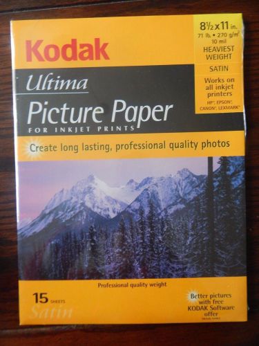 Kodak 8456147 Ultima Picture Paper, Satin, 8.5inx11in, 15 Sheets