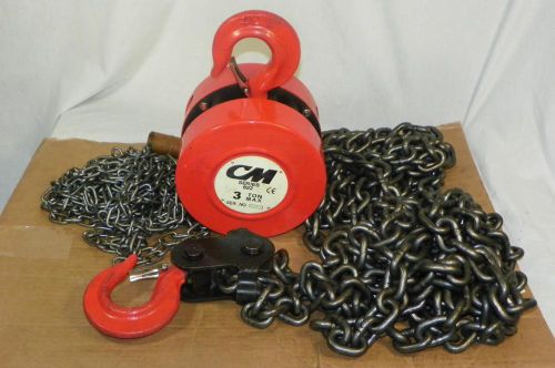 New cm model 2214 3 ton 20ft lift low headroom chain hoist 6000lb hook opening for sale