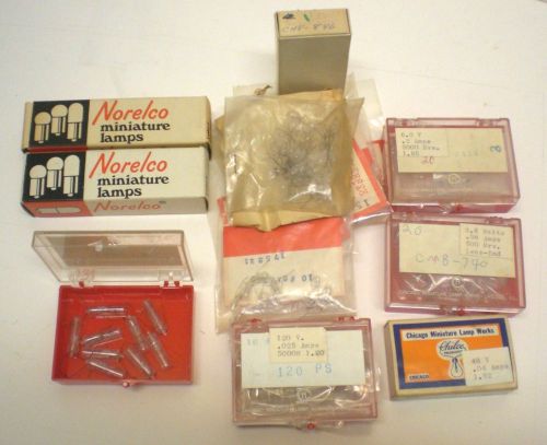 220 Wire Lead Mini Bulbs Assorted Sizes Types &amp; Volts, CM &amp; Norelco, Made in USA