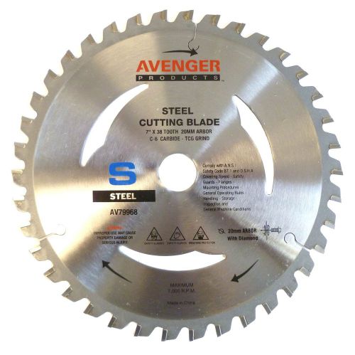Avenger av-79968 steel cutting saw blade 7-inch by 38 tooth20mm arbor with 10... for sale