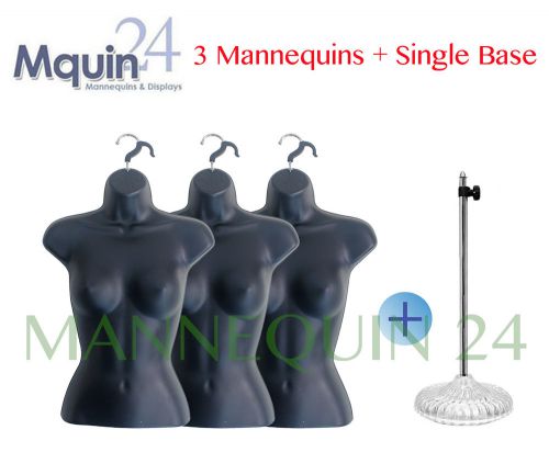 3 pcs FEMALE TORSO MANNEQUINS + 3 HANGERS + 1 STAND WOMAN CLOTHING DISPLAY FORMS