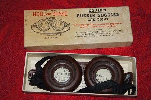 Vintage Cover&#039;s Nod and Shake Rubber Goggles -  Fog Proof Gas Tight - Steampunk