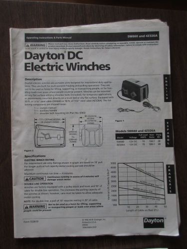 Dayton DC Electric Winches Operating Manual, Models 5W660, &amp; 4Z326A