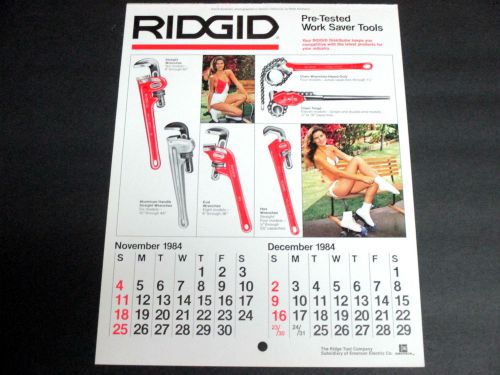 RIDGID TOOLS NOVEMBER/DEC 1984 2 SIDED CALENDAR PAGE, WITH MODEL, VF