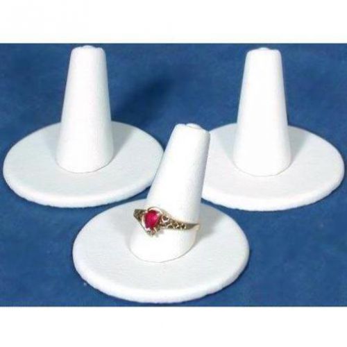3 White Faux Leather Ring Finger Display Jewelry
