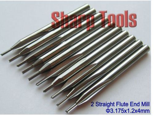 10pcs 3.175*1.2*4mm two straight flutes CNC router bits PVC, acryl, plywood
