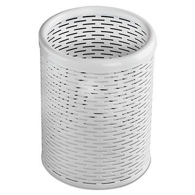 Urban Collection Punched Metal Pencil Cup, 3 1/2 x 4 1/2, White, Sold as 1 Each
