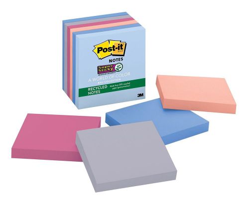 Post-it recycled super sticky notes 3 in x 3 in bali collection 6 pads/pack (... for sale