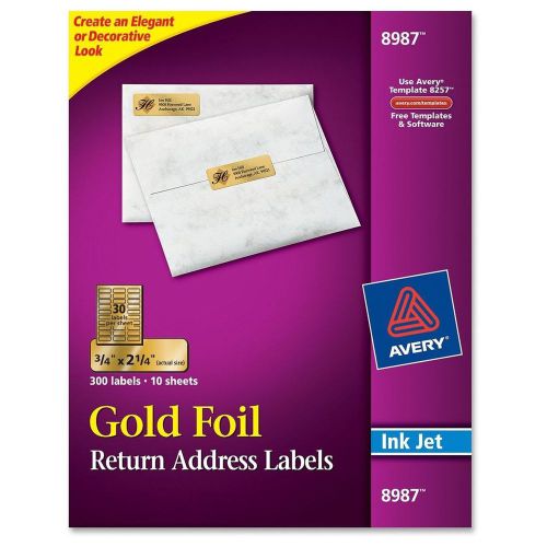 Avery Foil Mailing Labels 3/4 x 2-1/4 Gold 300/Pack PK - AVE8987
