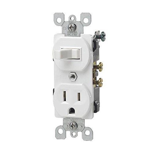 Leviton 5225W Single Pole Duplex Combination Switch &amp; Grounding Outlet 5225-W