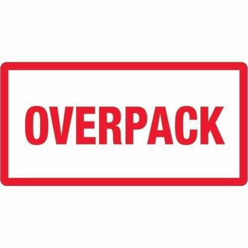 Tape Logic DL1374 Labels, &#034;Overpack&#034;, 3&#034; x 6&#034;, Red/White, 500 Per Roll