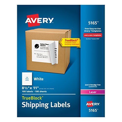 Avery Shipping Labels for Laser Printers, 8.5 x 11 Inch, White, Box of 100