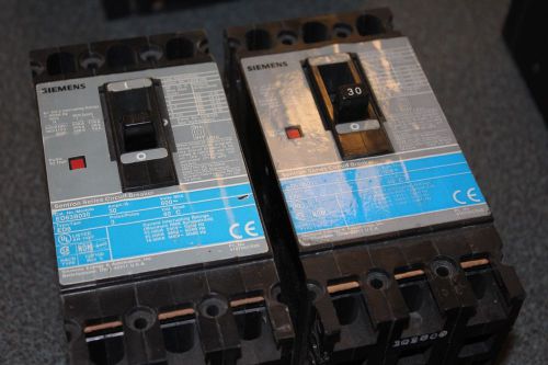 Siemens Qty of 2 ED63B030 30Amp 3 pole type ED6 circuit breaker