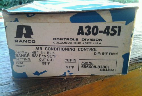 Relacement Window Universa Air conditioning Thermostat  Ranco Part #A30-451 nos
