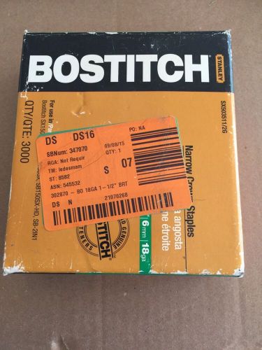 Bostitch SX50351-1/2G 3000 Pk 7/32&#034; Crown 1-1/2&#034; Leg Finish Staples New