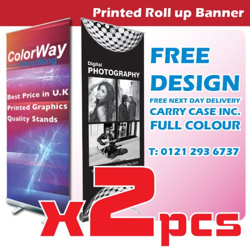 2 pcs of printed roller banner - pop up/roll up/pull up exhibition display stand for sale