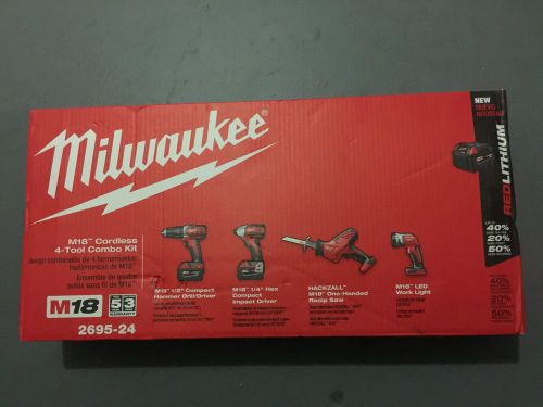 Milwaukee 2695-24 M18 Cordless 4 Tool Combo New