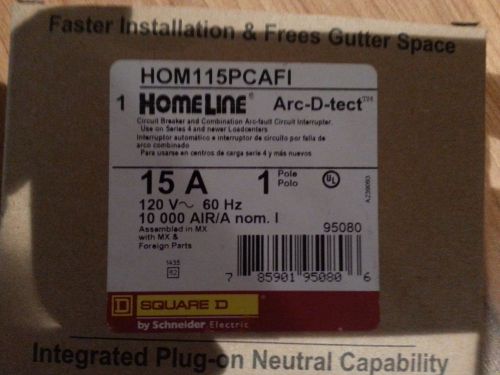 44)SQUARE D HOMELINE HOM115PCAFIC  ARC-FAULT COMBO 15A  PLUG IN  NEW