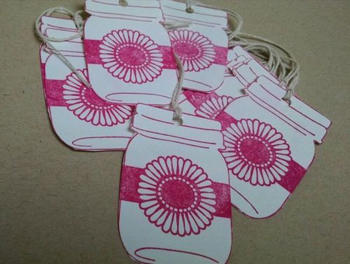 18 pink stamp mason jar price tags gift tags embellishments 3&#034; acid free