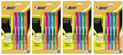 NEW BIC Brite Liner  Chisel Tip  Assorted Colors 5 Count (Pack of 4) 20 Total