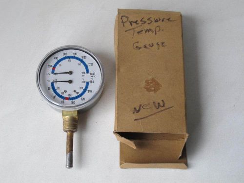Tridicator BU-141-W-2E Boiler Gauge Temperature 0-320°F Pressure 0-200 PSI 1/2&#034;