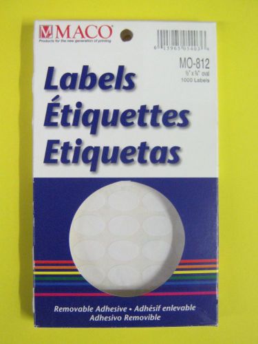 Maco, All-Purpose Labels, MO-812, Oval, White, 1/2&#034; x 3/4&#034; 18 packs