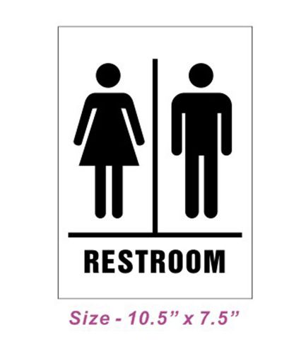 New Plastic Gender Neutral Restroom Sign 10.5&#034; x 7.5&#034; -- Black/White