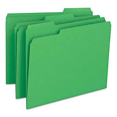 File Folders, 1/3 Cut Top Tab, Letter, Green, 100/Box, 1 Box, 100 Each per Box