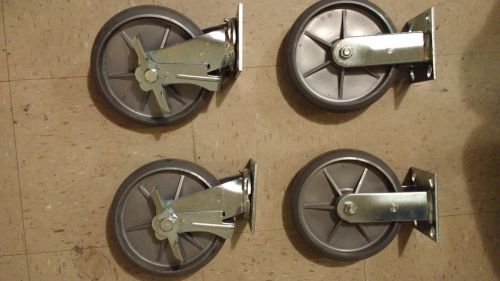 8 Faultless Swivel/Rigid Caster w/ Hard Rubber Wheel &amp; Top Plate - 4 Pack Cart