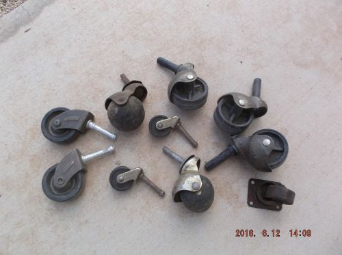 Caster wheels, various sizes (10), metal housings for sale