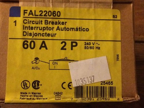 Nib square d fal22060 60a 2p 240v circuit breaker fal-22060 for sale