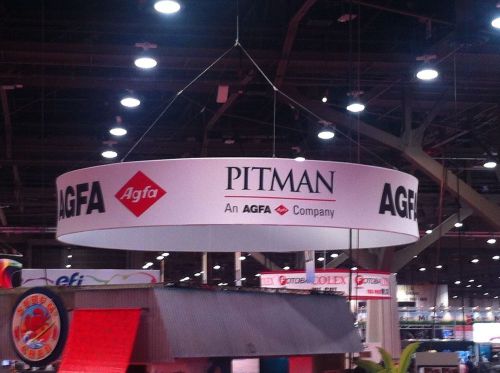 Hanging banner, 20ft round circle x 48“ trade show display with custom print  for sale
