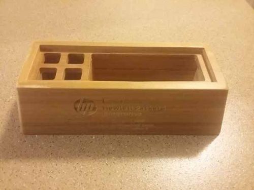 HP wooden business card / phone / pen pencil holder stand organizer desk table