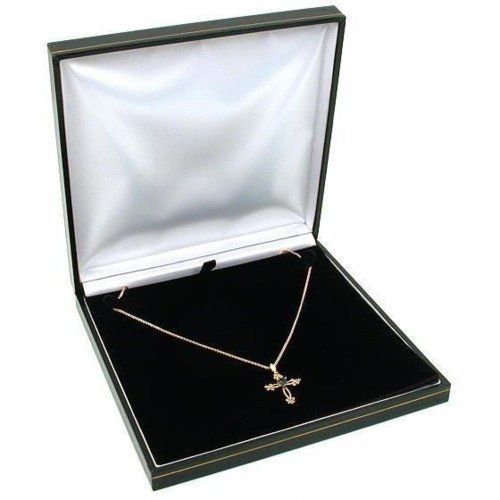 Black leather necklace gift box jewelry display case new for sale