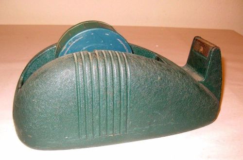 Vintage Cast Iron Scotch Tape Dispenser Art Deco Industrial Green Whale