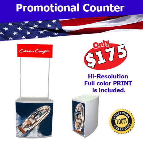 Counter portable trade show booth kiosk reception sampling table free graphics for sale