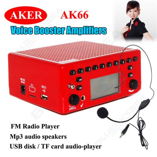 Amplifier AMP Speaker W/Mic for Teacher Coaches Aker AK66 Loud Voice Booster Red