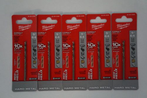 Lot of 5 Milwaukee 48-89-2306 9/64 in. Thunderbolt Cobalt Drill Bit Red Helix