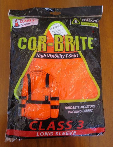 Cordova Class 3 Cor-Brite High Visibility Orange Long Sleeve V510 T Shirt Large