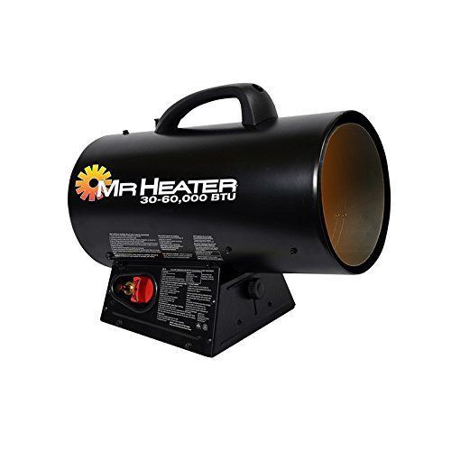 Mr. heater 60,000 btu portable propane forced air heater quiet burner technology for sale