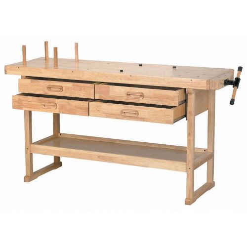 Workshop Wood Bench 4 Drawer Tool Storage Vise 5 ft Professional Lacquer Finish